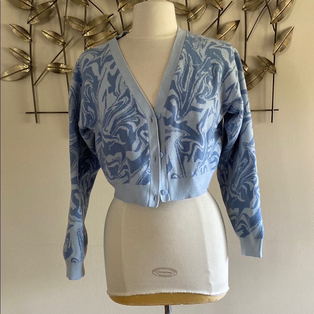 La Hearts Blue Cardigan Sweater V-Neck